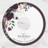 プラムパープルマウヴフローラ水彩画結婚本 ワイングラスタグ (正面)