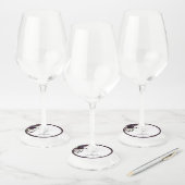 プラムパープルマウヴフローラ水彩画結婚本 ワイングラスタグ (セット)