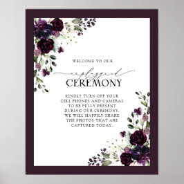 プラムパープルメイブフローラ水彩非詰め ポスター