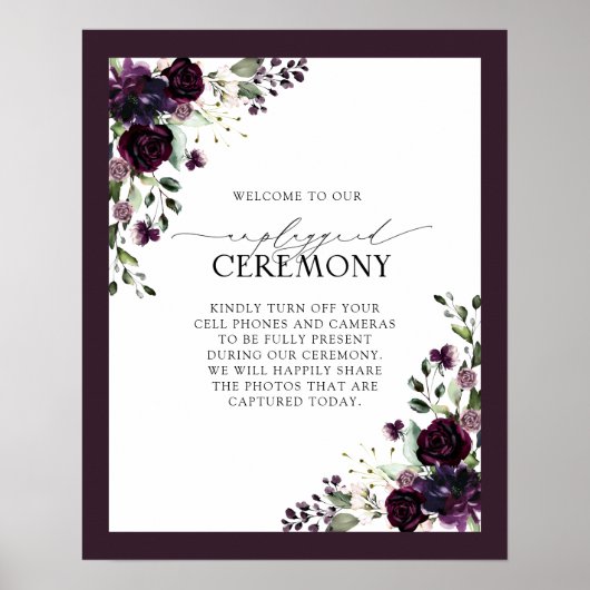 プラムパープルメイブフローラ水彩非詰め ポスター (正面)