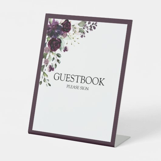 プラムパープルメイヴフローラウォーターカラーゲストブック 台座サイン (正面)