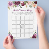 プラムパープルラブフローラブライダルシャワービンゴゲーム チラシ (手)