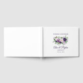 プラムパープルラベンダーフローラホワイト結婚ズ ゲストブック (全面)