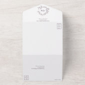 プラムパープルリーピークレストモノグラム結婚ズ オールインワン招待状 (外側)