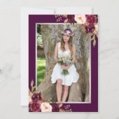 プラムパープルレッドフローラ写真卒業パーティー 招待状 (裏面)