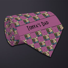 プラムパープル市松模様に写真 ネクタイ