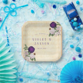 プラムパープル牡丹ヴィンテージ結婚ミュージカル ペーパープレート (パーティー)