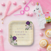 プラムパープル牡丹ヴィンテージ結婚ミュージカル ペーパープレート (パーティー)