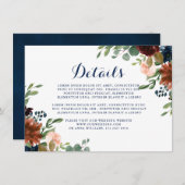 プラムパープル赤面ピンクボタニカルフローラ詳細アン エンクロージャーカード (正面/裏面)