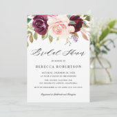 プラムパープル赤面ピンクボタニカルブライダルシャワー 招待状 (スタンド正面)