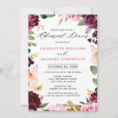 プラムパープル赤面ピンクボタニカルリハーサルディナー 招待状 (正面)