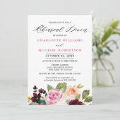 プラムパープル赤面ピンクボタニカルリハーサルディナー 招待状 (スタンド正面)