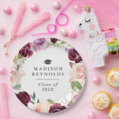 プラムパープル赤面フローラ卒業ディナーパーティー ペーパープレート (パーティー)