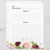 プラムパープル赤面ブライダルシャワーレシピカード (正面/裏面)