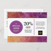 プラムパープル金ゴールドカスタムクーポン割引はがき ポストカード (正面/裏面)