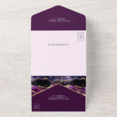 プラムパープル金ゴールドグリッターアゲートマーブル結婚ズ オールインワン招待状 (外側)