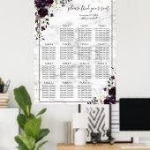 プラムパープル金ゴールドフローラ結婚大理石の座席 ポスター