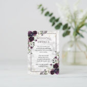 プラムパープル金ゴールド大理石フローラ結婚ズ詳細 エンクロージャーカード (スタンド正面)