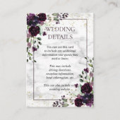 プラムパープル金ゴールド大理石フローラ結婚ズ詳細 エンクロージャーカード (正面)