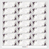 プラムパープル金ゴールド大理石秋の結婚式ゲストアドレス シール (シート)