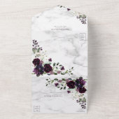 プラムパープル金ゴールド水彩大理石秋の結婚式 オールインワン招待状 (外側)