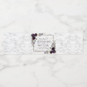 プラムパープル金ゴールド水彩大理石結婚の ペットボトルラベル (シングルラベル)