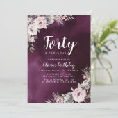 プラムパープル&ほこりっぽいピンクボホフローラ40歳 招待状 (スタンド正面)