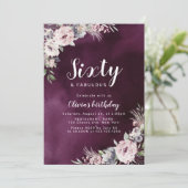 プラムパープル&ほこりっぽいピンクボホフローラ60歳 招待状 (スタンド正面)