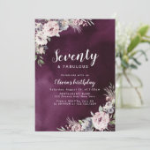 プラムパープル&ほこりっぽいピンクボホフローラ70歳 招待状 (スタンド正面)