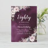 プラムパープル&ほこりっぽいピンクボホフローラ80歳 招待状 (スタンド正面)