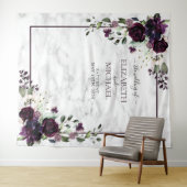 プラムパープル ゴールド 水彩大理石 フォト ウェディング タペストリー (インサイチュ(横))