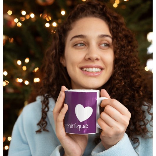プラムパープル – ハートとコーヒーマグ コーヒーマグカップ