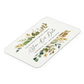 プラムパープル、ピンク、バーガンディ+金ゴールド結婚フローラ マグネット (左側)