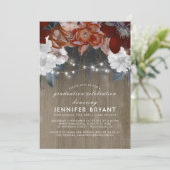 プラムパープル フローラル ライト ラスティック 卒業パーティー 招待状 (スタンド正面)