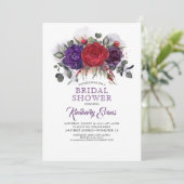 プラムパープル&ブルゴーニュフローラ秋ブライダルシャワー 招待状 (スタンド正面)