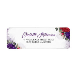 プラムパープル&ブルゴーニュレッドフローラシック ラベル