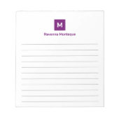 プラムパープル モダン ライン シック トレンディ モノグラム ノートパッド (正面)