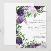 プラムパープル ラベンダー 水彩 花 リハーサル 招待状 (正面/裏面)