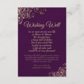 プラムパープル&金ゴールド結婚レースの願い井戸の詩 エンクロージャーカード (正面)