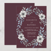 プラムパールシルバー・リースの結婚式 招待状 (正面/裏面)