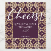 プラムビクトリアンと金ゴールド応援 ワインラベル (シングルラベル)