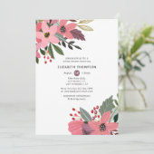 プラムピンクと金ゴールドフローラブライダルシャワー 招待状 (スタンド正面)