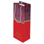 プラムピンクと金ゴールド パターン（の模様が）ある ワインギフトバッグ (正面アングル)