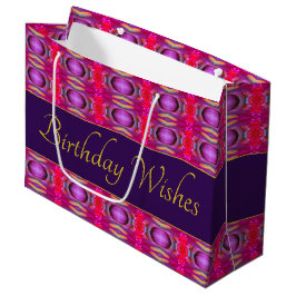 プラムピンクと金ゴールド ラージペーパーバッグ