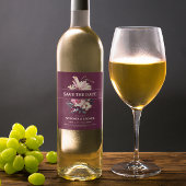 プラムピンクのフローラ結婚式の日付を保存 ワインラベル