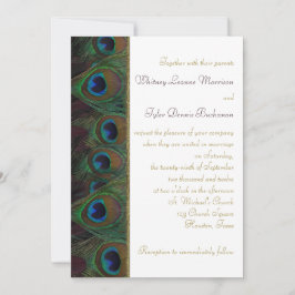 プラムピーコックフェザー金ゴールド結婚式招待状 招待状