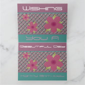 プラムフローラティール（緑がかった色）ハッピーバースデーカード カード (内部)