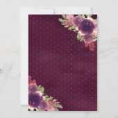 プラムフローラバタフライネイビーブルー金ゴールドキンセアニェラ 招待状 (裏面)