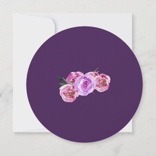 プラムフローラパステルピンク紫の牡丹の花嫁 招待状 (裏面)