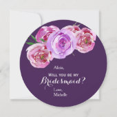 プラムフローラパステルピンク紫の牡丹の花嫁 招待状 (正面)